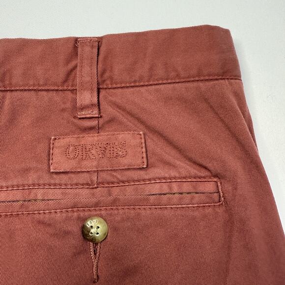 Orvis Pants Mens 34 Rust Surf Washed Cotton Chino Unfinished Hem Straight Leg - Picture 10 of 10